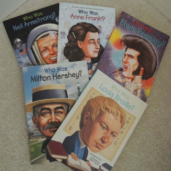 Lot 5 Who Was Books Louis Braille Elvis Neil Armstrong Anne Frank Milton Hershey - Picture 1 of 12